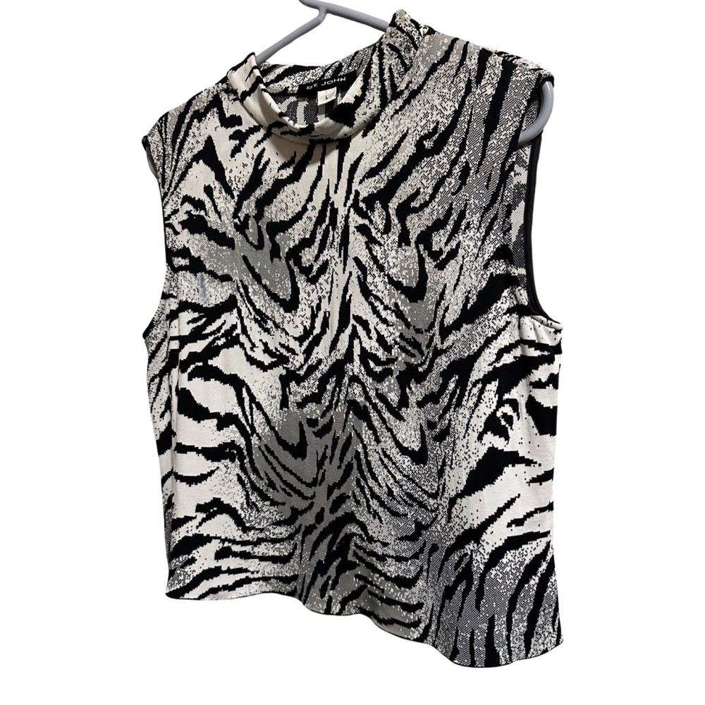 St. John Sleeveless Zebra Top, Size L